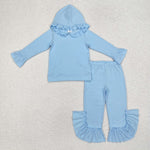 GLP2058  toddler girl clothes blue girl winter hoodie set