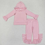 GLP2059    toddler girl clothes pink girl winter hoodie set