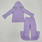 GLP2060   toddler girl clothes purple girl winter hoodie set