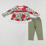 GLP2099  toddler girl clothes floral print girl winter set