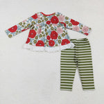 GLP2099  toddler girl clothes floral print girl winter set