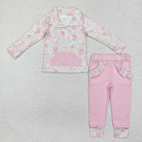 GLP2118    toddler girl clothes floral  girl winter set