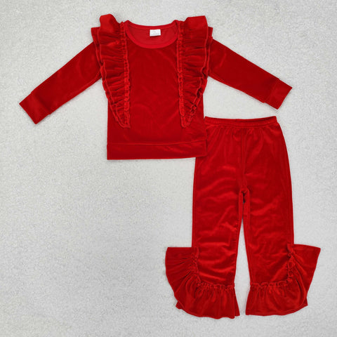 GLP2164 toddler girl clothes red velvet girl winter clothes christmas  set