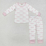 GLP2180 Bamboo toddler girl clothes pink bows girl winter pajamas set