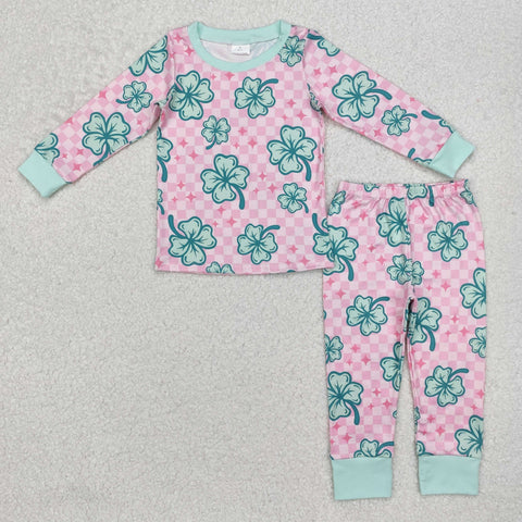 GLP2192   toddler girl clothes lucky girl St. Patrick pajamas set