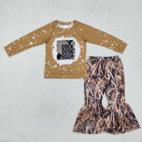 GLP2264  toddler girl clothes duck camo girl  bell bottoms outfit