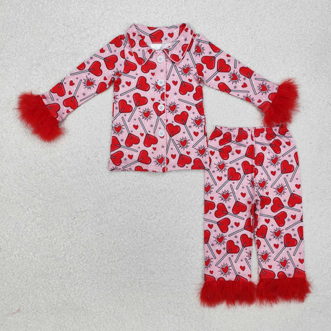 GLP2266  toddler girl clothes lollypop girl Valentine's Day clothes set