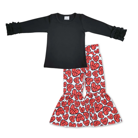 GLP2290  toddler girl clothes love girl Valentine's Day bell bottoms outfit