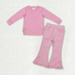 GLP2300 baby girl clothes embroidered bow girl bell bottoms jeans outfits