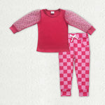 GLP2317  toddler girl clothes pink girl Valentine's Day pajamas set