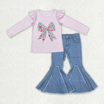 GLP2322 baby girl clothes bows girl bell bottoms jeans outfits