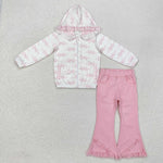 GLP2324 baby girl clothes pink bows girl bell bottoms jeans outfits