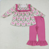 RTS kids matching clothing bows print clothing girl christmas clothing-2025.7.8