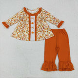 RTS kids matching clothing embroidered pumpkin print clothing girl winter clothing-2025.6.27