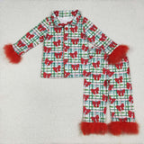 RTS baby clothes santa print baby girl christmas pajamas set-2025.7.19