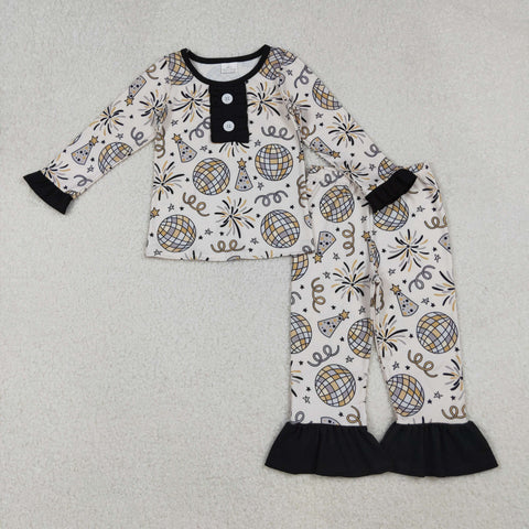 GLP2563 toddler girl clothes happy birthday girl winter pajamas set