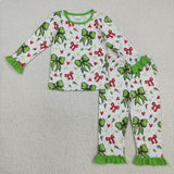 RTS kids matching clothing bows print clothing girl christmas winter clothing-2025.8.14
