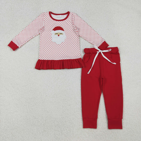 GLP2708   toddler girl clothes embroidery santa  girl christmas  winter set