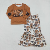 GLP2721  toddler girl clothes game day girl bell bottom pant set