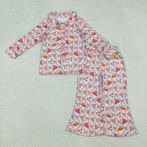 GLP2738    toddler girl clothes  pie girl thanksgiving winter pajamas set