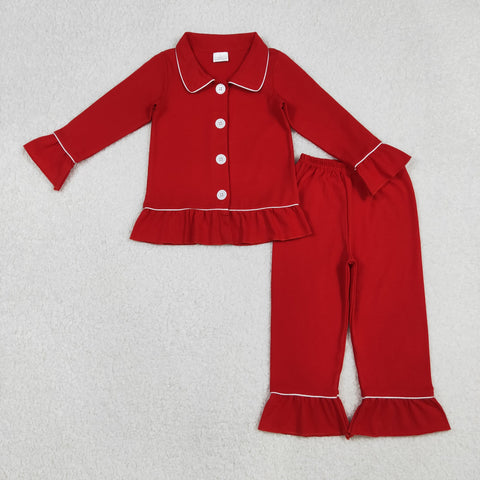 GLP2813  toddler girl clothes red girl christmas pajamas winter set