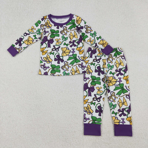 GLP2872 toddler girl clothes mardi gras girl pajamas set