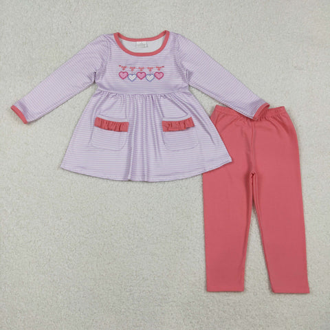 GLP2906 toddler girl clothes embroidered Heart girl valentine winter outfit