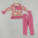 GLP3315   baby girl clothes flower  print toddler girl winter outfit