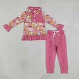 GLP3315   baby girl clothes flower  print toddler girl winter outfit