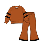 9.7 Pre-order girls ruffle  long sleeve bell pants outfits COTTON
