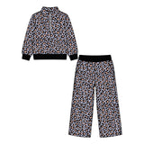 9.28 Pre-order girls leopard long sleeves zipper pants outfits
