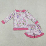 GLS0082  toddler girl clothes floral girl summer set
