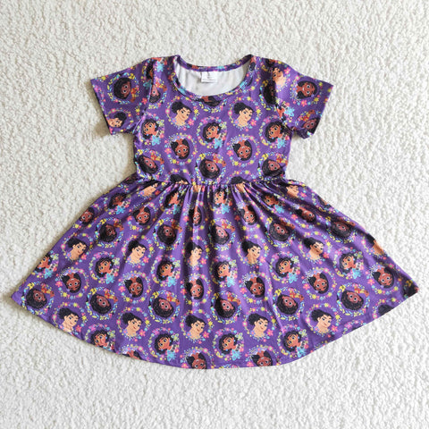 GSD0008  Promotion $5.5/set no MOQ RTS purple short sleeve girls dress