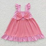 Toddler girls pink summer bow dress