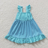 Little girls blue bow dress