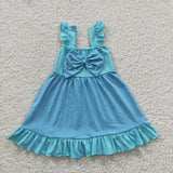 Little girls blue bow dress