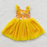 Toddler girl yellow tutu cartoon dress