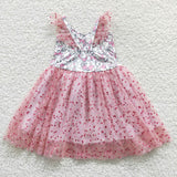 Cute fox cartoon kids pink tutu dress