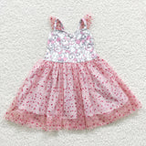 Cute fox cartoon kids pink tutu dress
