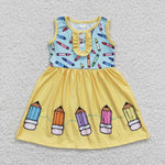 Kids girls pencil sleeveless yellow dress