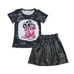 Let's go girls black leather skirt set