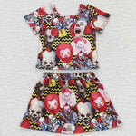 Halloween clown 2pcs kids girl skirt set