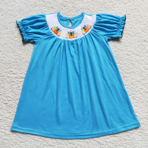 Gift house short sleeves girl blue dress