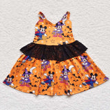 Little girl halloween orange cartoon dress