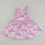Toddler girls sleeveless pink barbie dress