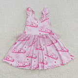 Toddler girls sleeveless pink barbie dress