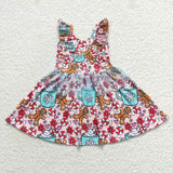 Flowers ginger kids girl christmas flutter dress