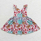 Flowers ginger kids girl christmas flutter dress