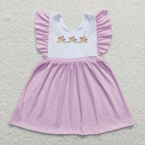 GSD0569 kids clothes  embroidered bunny girl easter summer dress