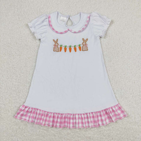 GSD0609 baby girl clothes girl embroidered bunny carrot toddler summer dress